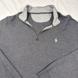 SWEATER Polo Ralph Lauren  Mens XL Gray 1/4 Zip Pullover Viscose Blend Preppy